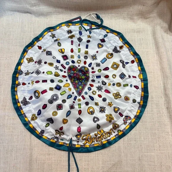 Brighton Charmed Love Jewelry Pouch Britney Drumheller Gem Heart Teal Satin NEW - Picture 8 of 8